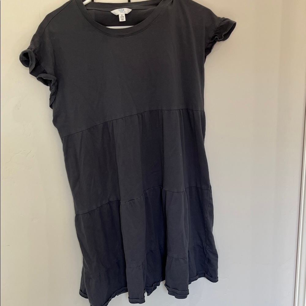 Time and Tru Dark Gray Tiered Maxi Dress